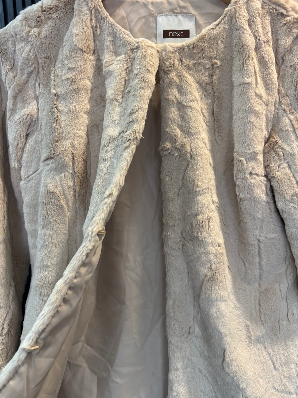 Next Cream Faux Fur Jacket – Size 8
