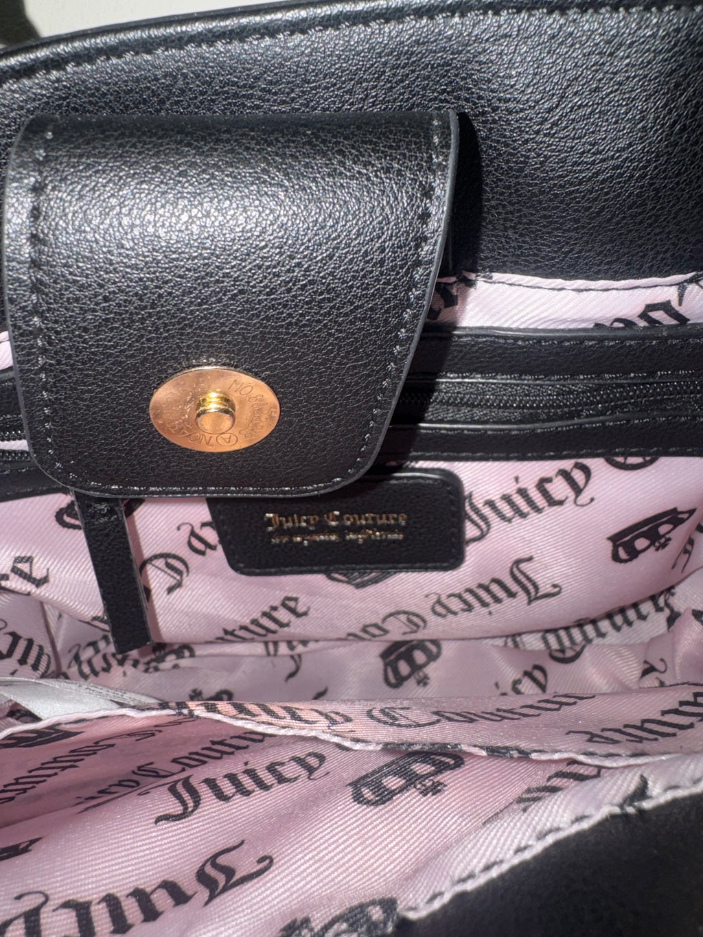 Juicy Couture Black Quilted Crossbody Bag with Cherry Scarf
