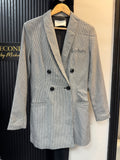 Stradivarius Houndstooth Double-Breasted Longline Blazer – Size M