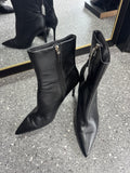 Zara Black Textured Pointed-Toe Stiletto Ankle Boots – Size 8