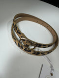 Leopard Print Pony Hair Skinny Belt – Gold Buckle