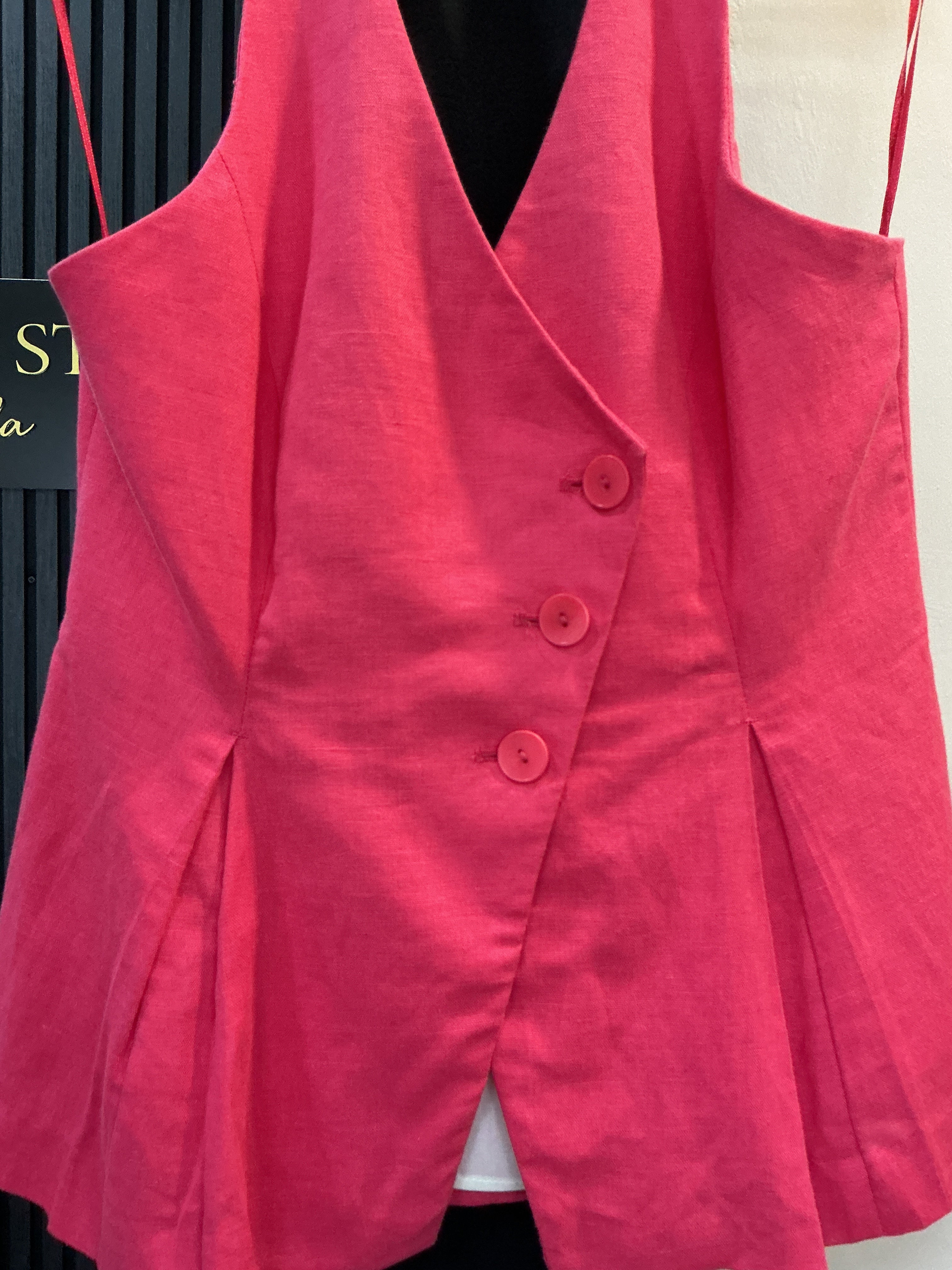 Zara Pink Linen Halterneck Waistcoat Top – New size L