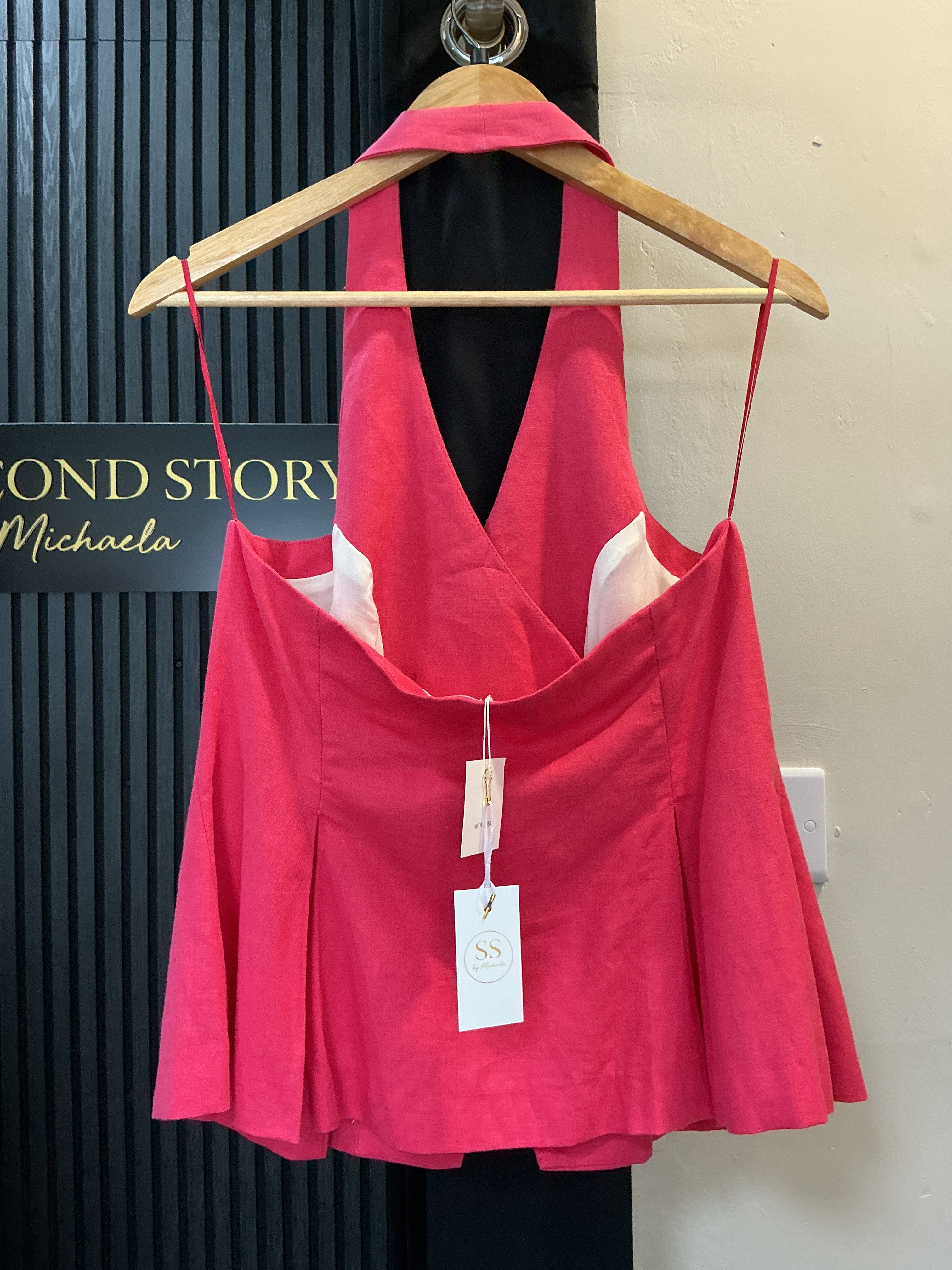 Zara Pink Linen Halterneck Waistcoat Top – New size L