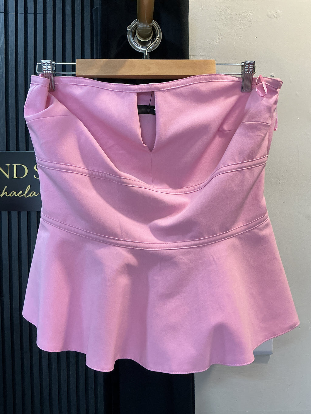 Zara Pink Satin Peplum Bandeau Top – New size XL