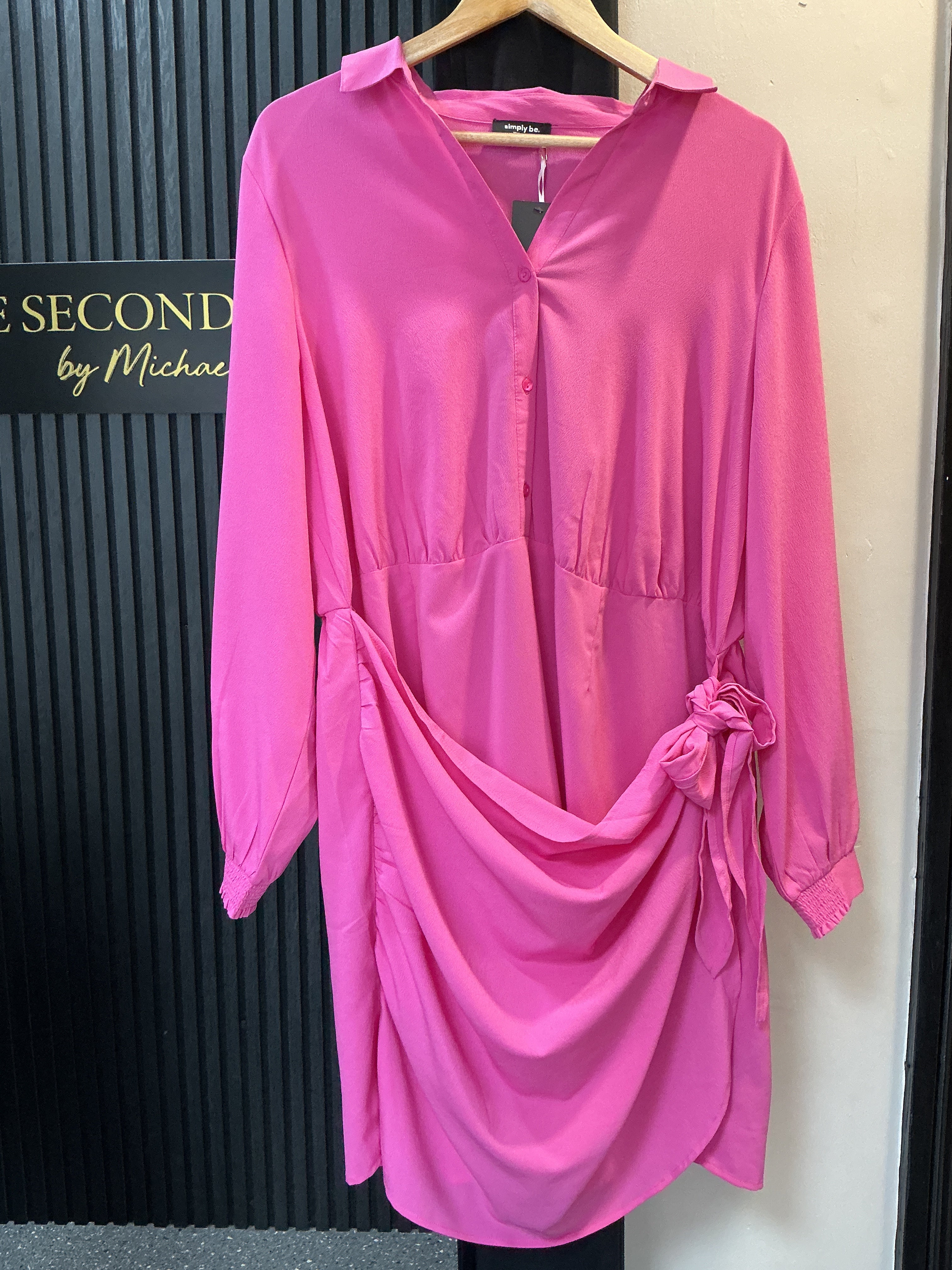 Simply Be Pink Draped Shirt Dress – NWT size 22
