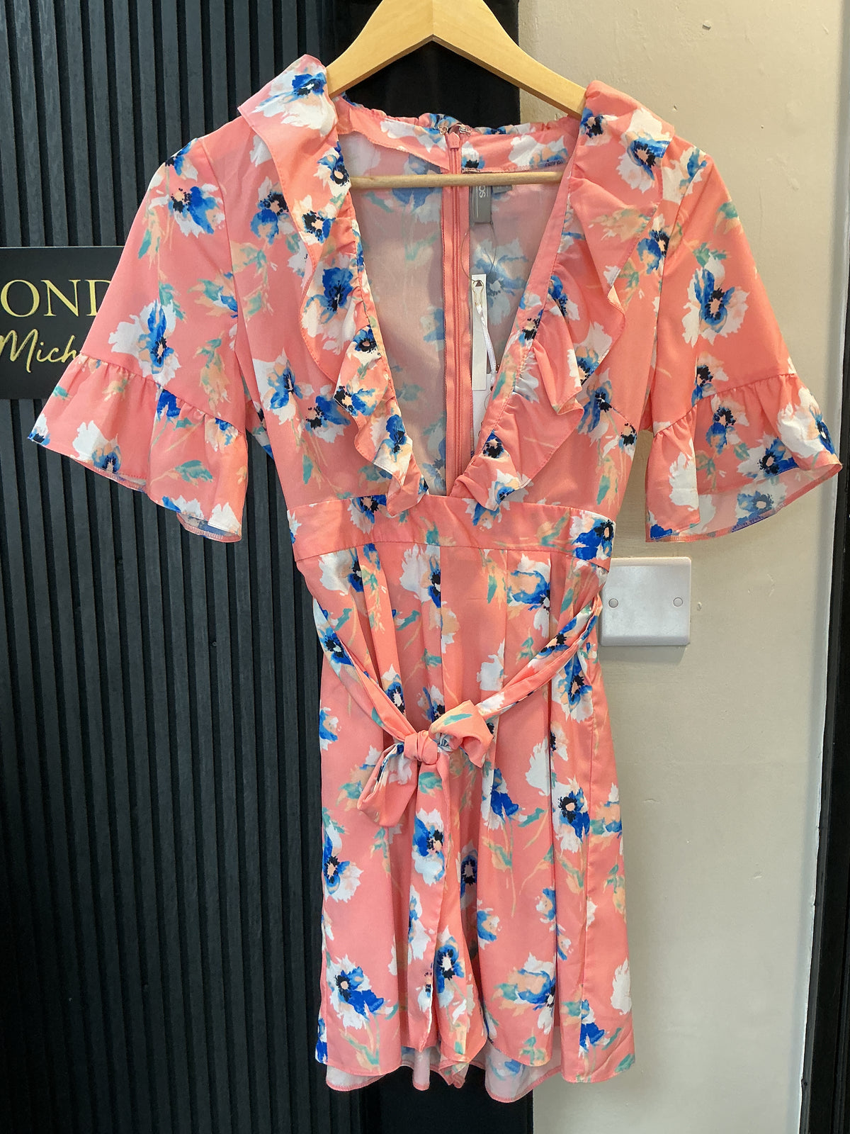 ASOS Floral Ruffle Playsuit – Peach – Size 10 (New With Tags)