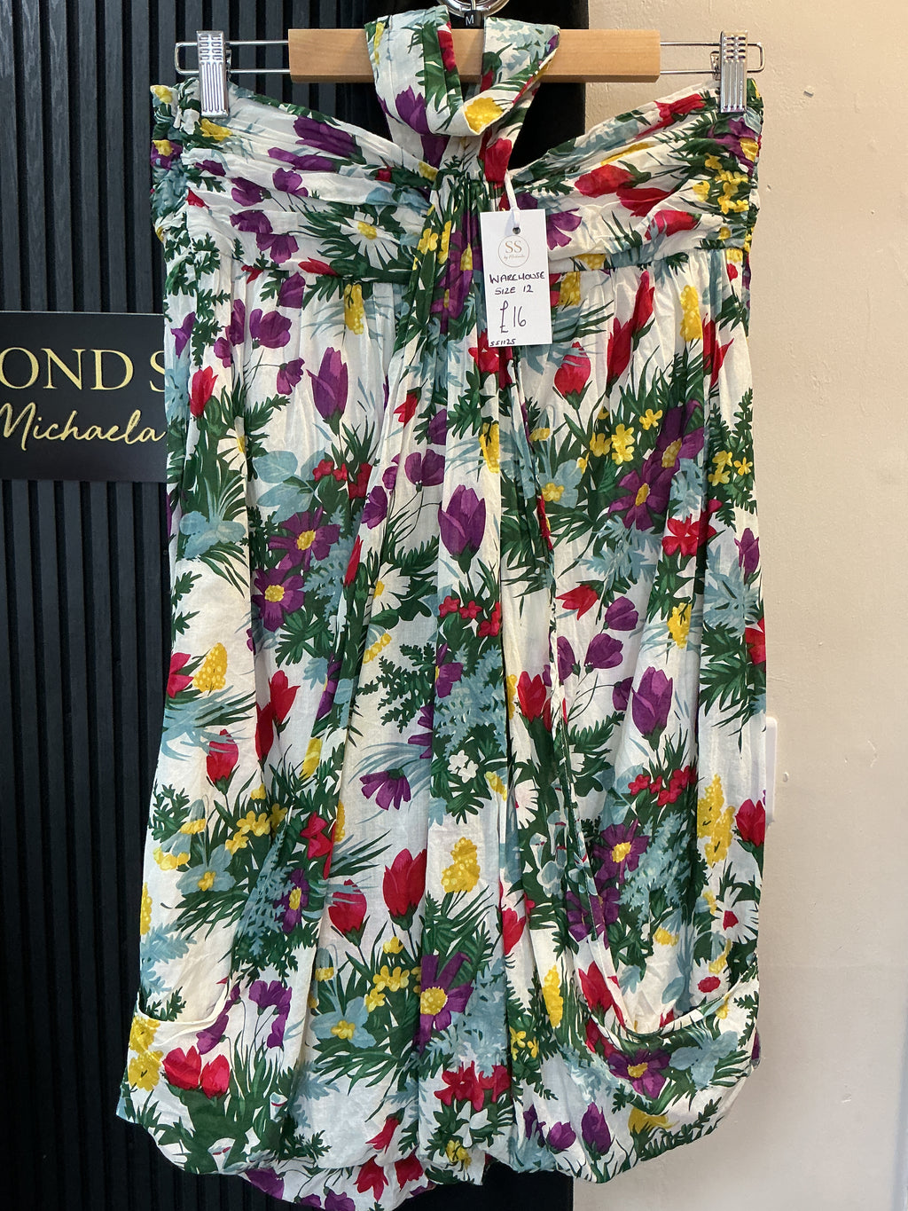 Warehouse Floral Halterneck Mini Dress – Size 12