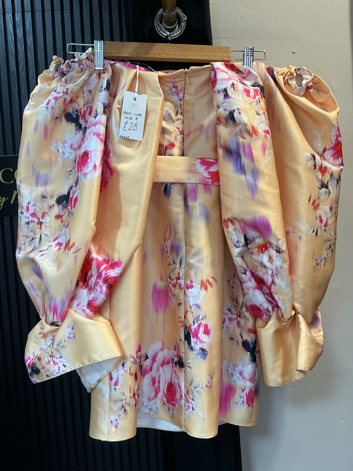 ASOS LUXE Satin Floral Mini Dress – Size 8