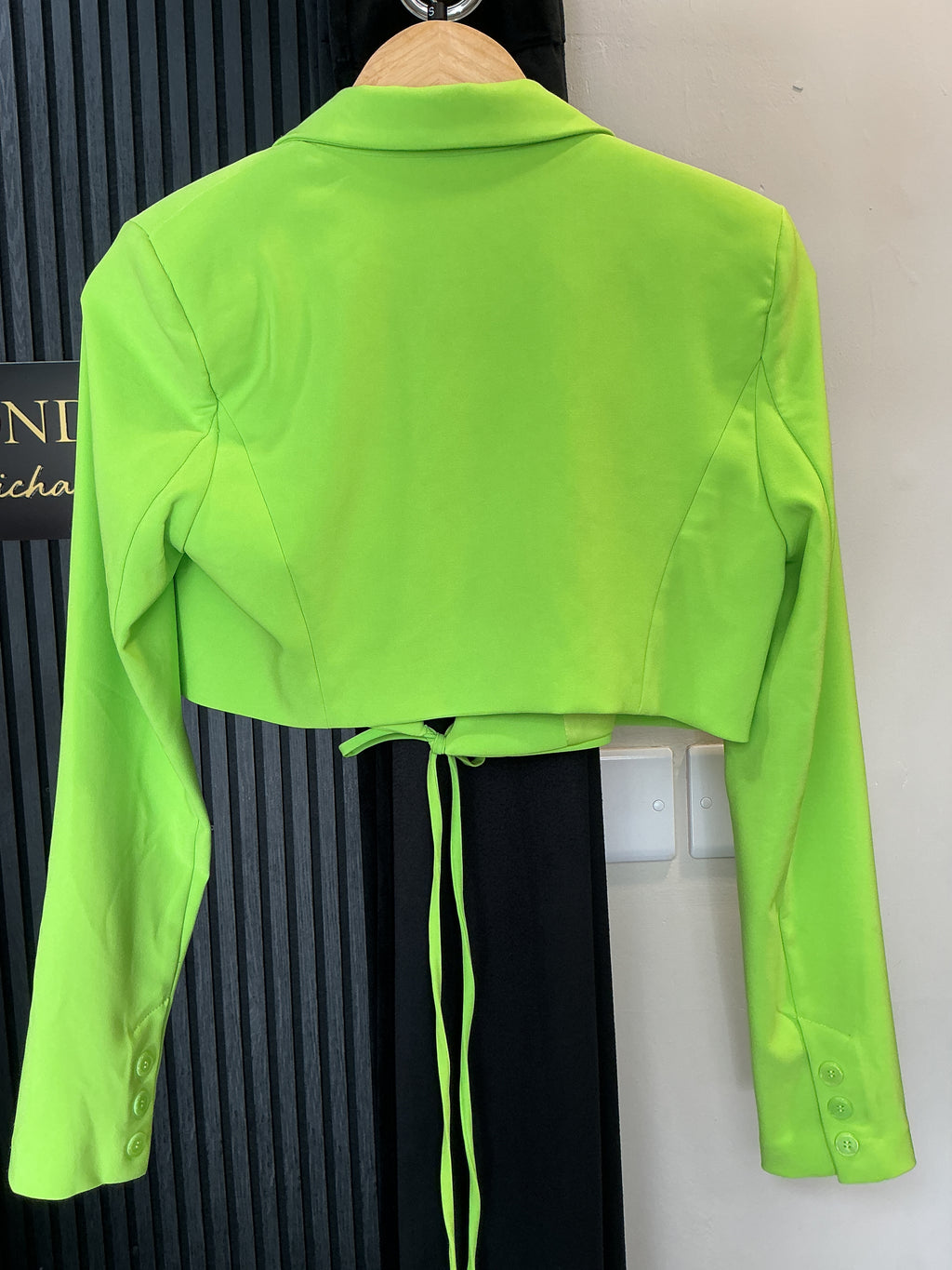 Zara Neon Green Tie Front Cropped Blazer – Size S