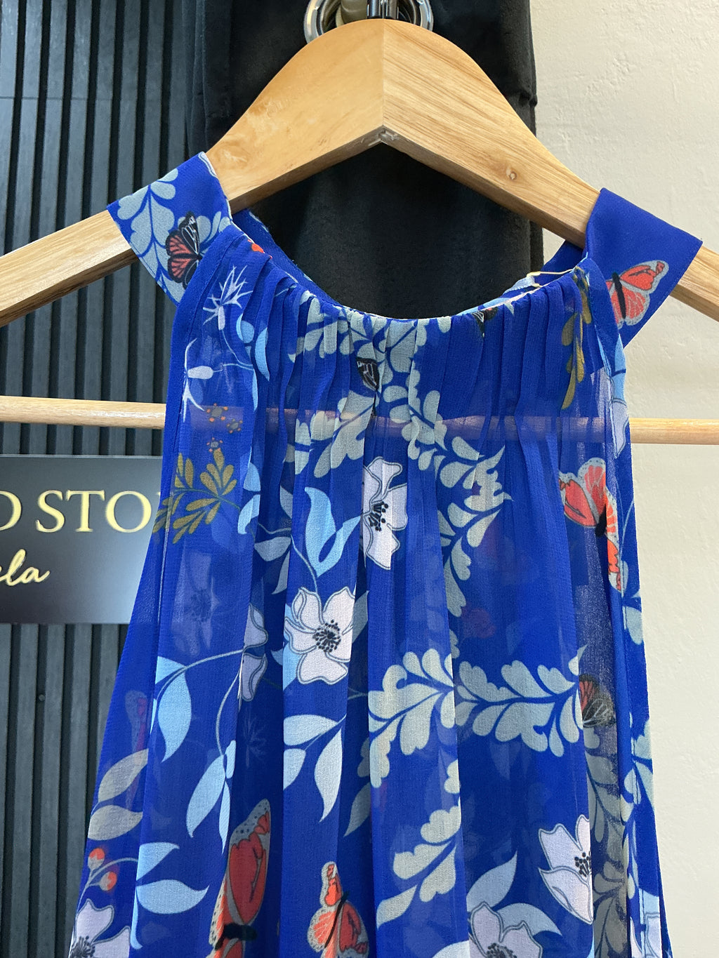 Ted Baker Blue Floral Halterneck Midi Dress – Size M