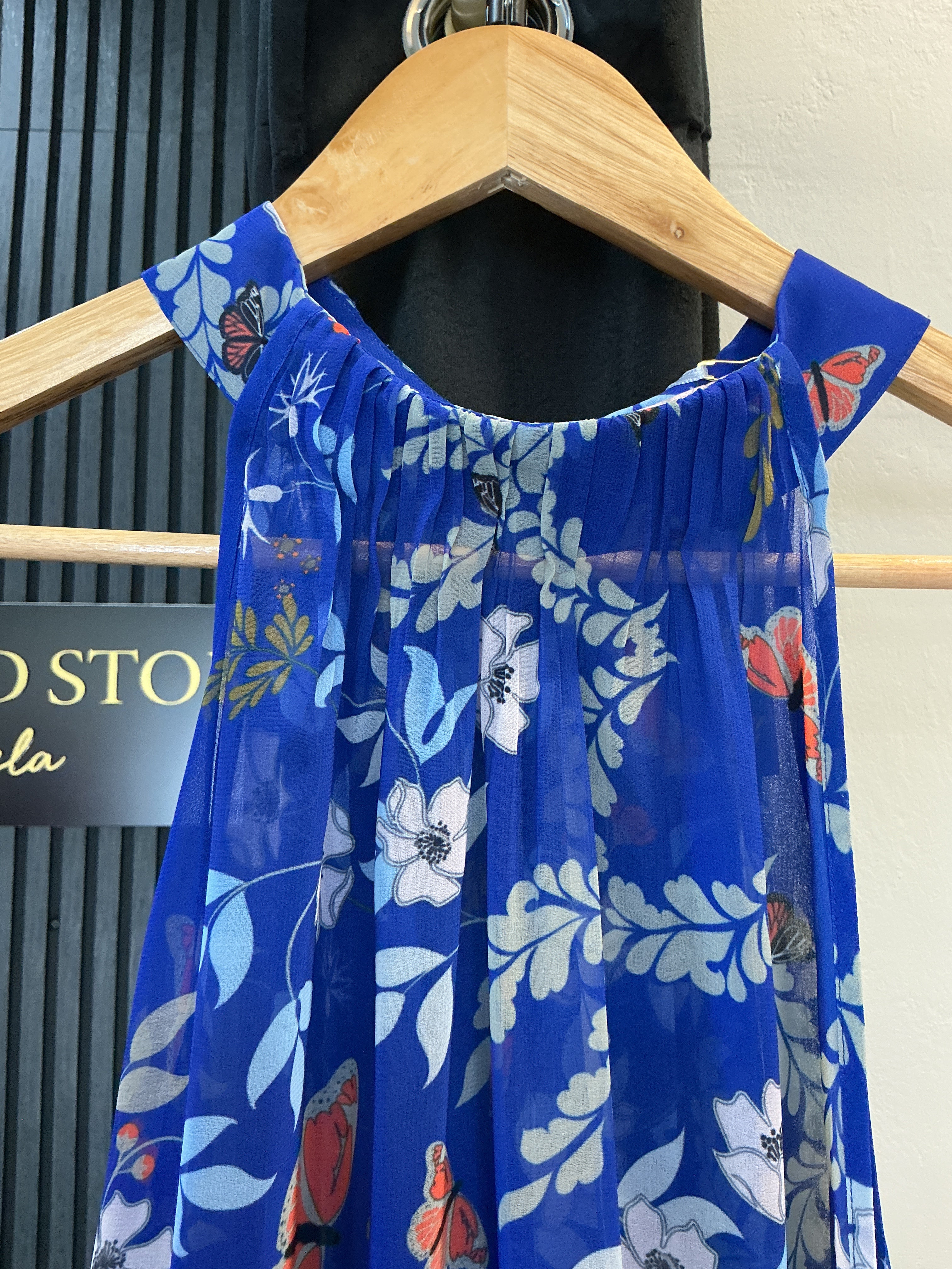 Ted Baker Blue Floral Halterneck Midi Dress – Size M
