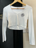 Slazenger White Long Sleeve Cropped Sports Top – Size 12