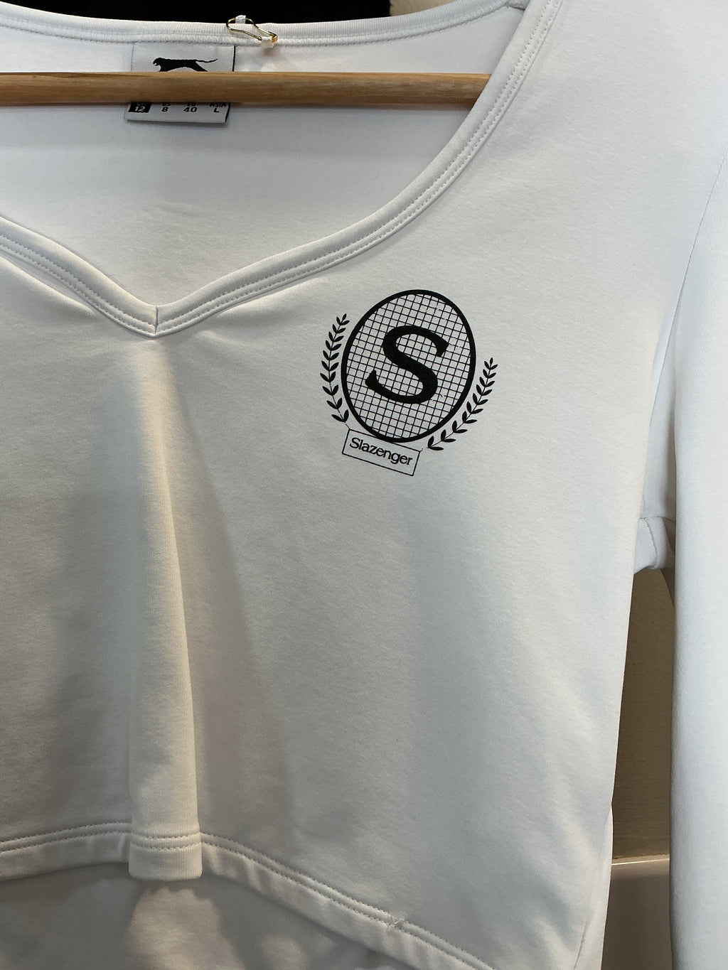 Slazenger White Long Sleeve Cropped Sports Top – Size 12