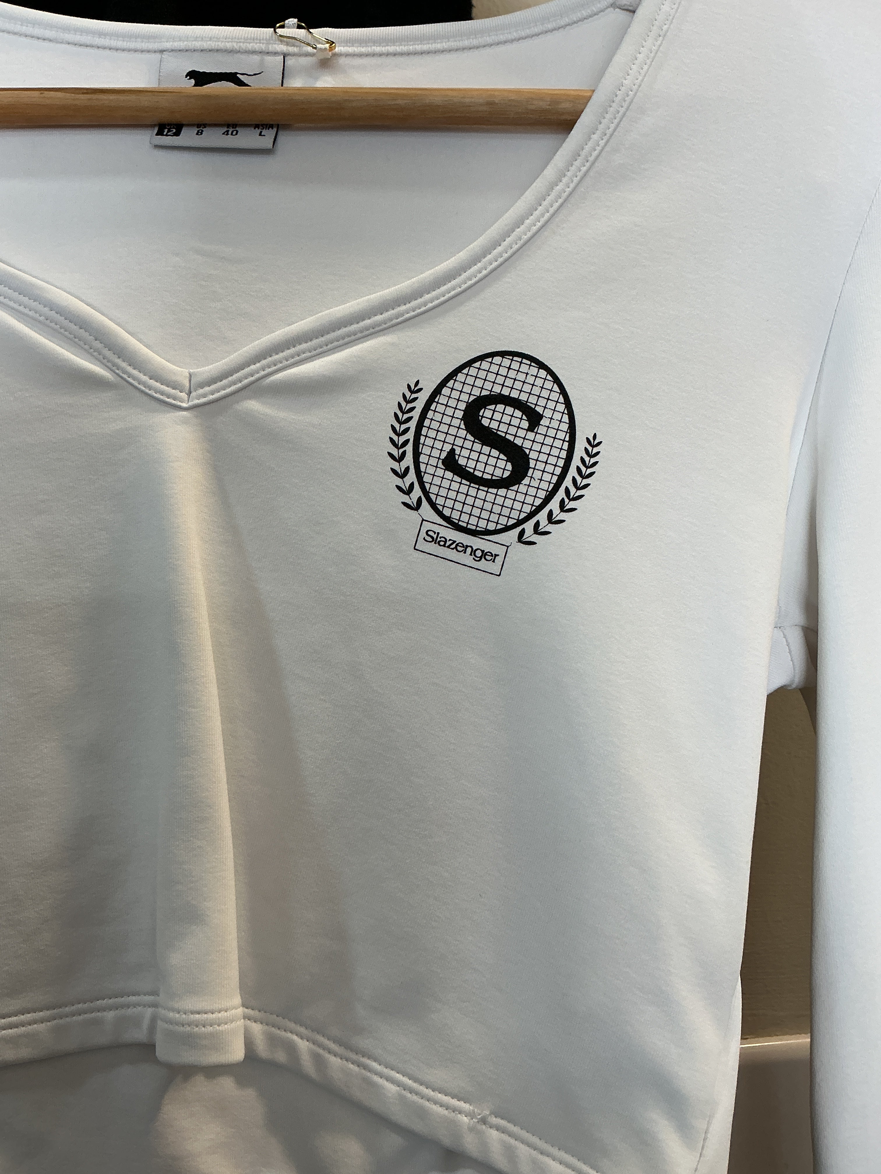 Slazenger White Long Sleeve Cropped Sports Top – Size 12