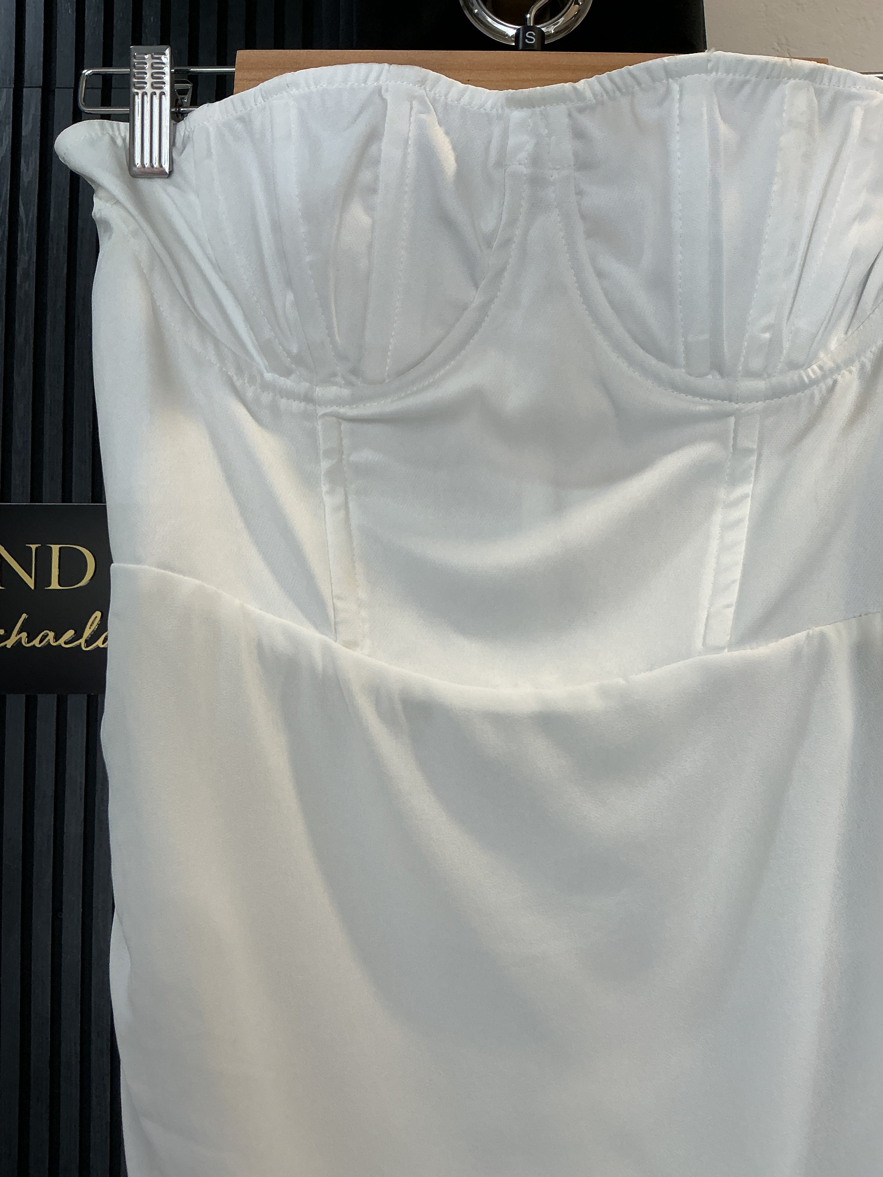 PLT White Satin Ruched Corset Mini Dress – Size 10 New