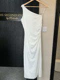Pull&Bear White One Shoulder Ruched Midi Dress – Size S New
