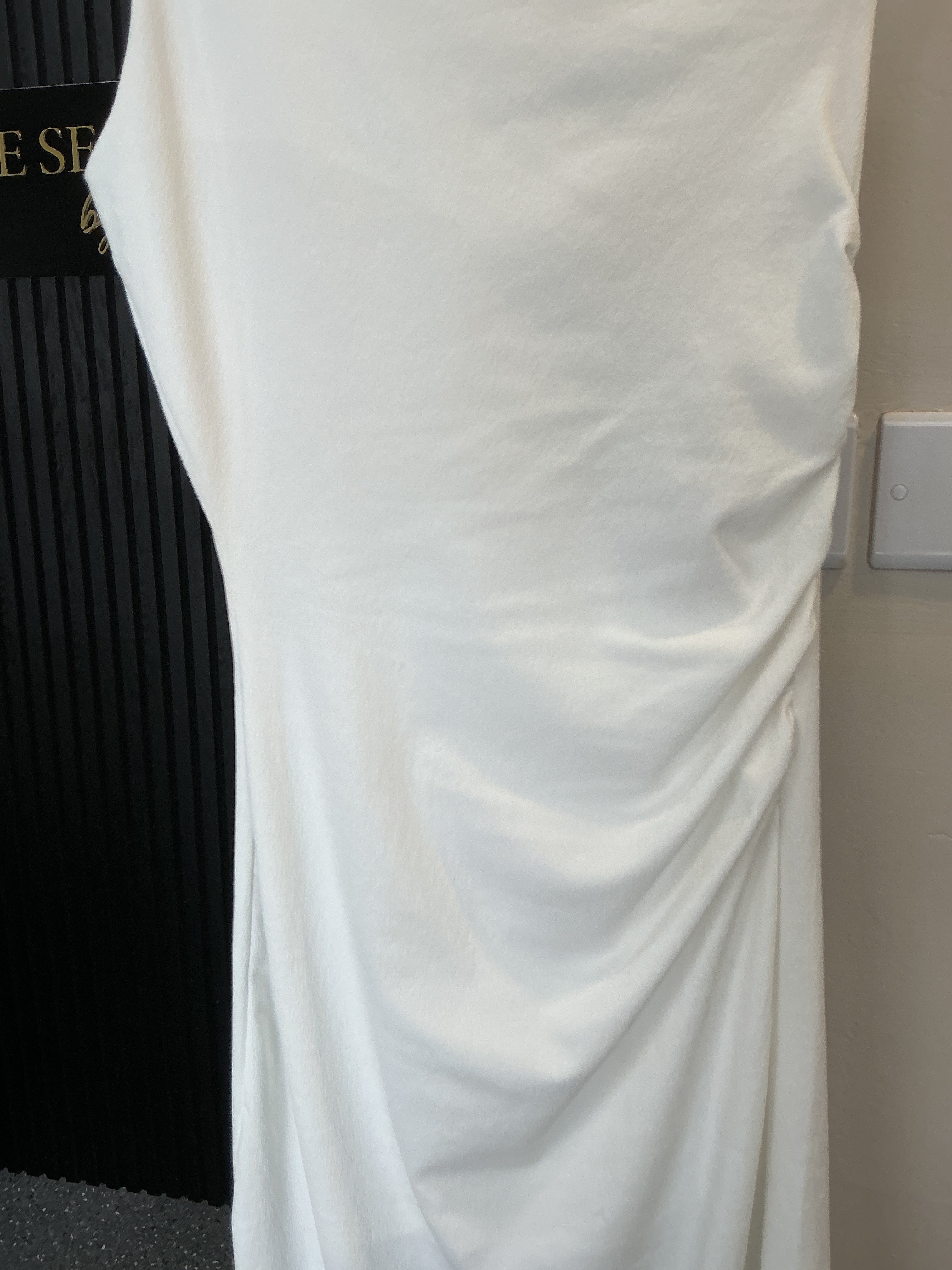 Pull&Bear White One Shoulder Ruched Midi Dress – Size S New