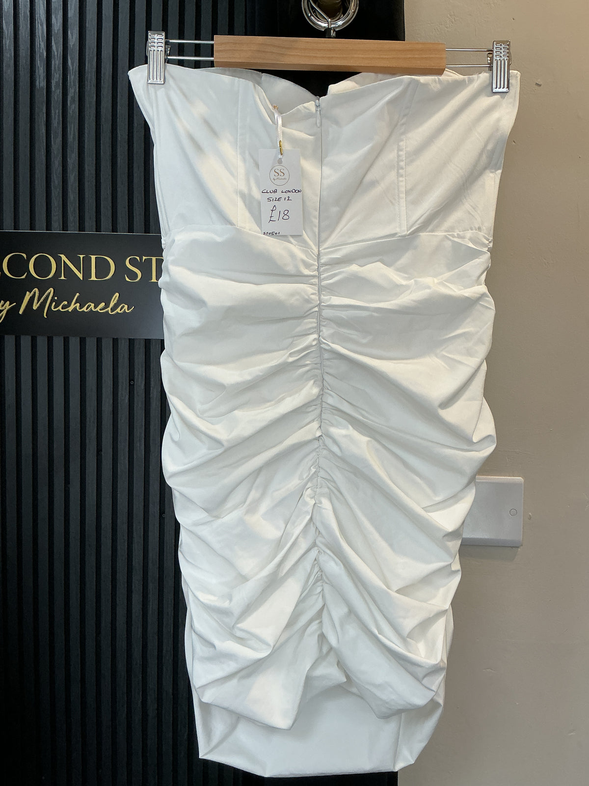 Club L London White Corset Ruched Mini Dress – Size 12