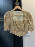 Topshop Leopard Print Corset Puff Sleeve Top – Size 10