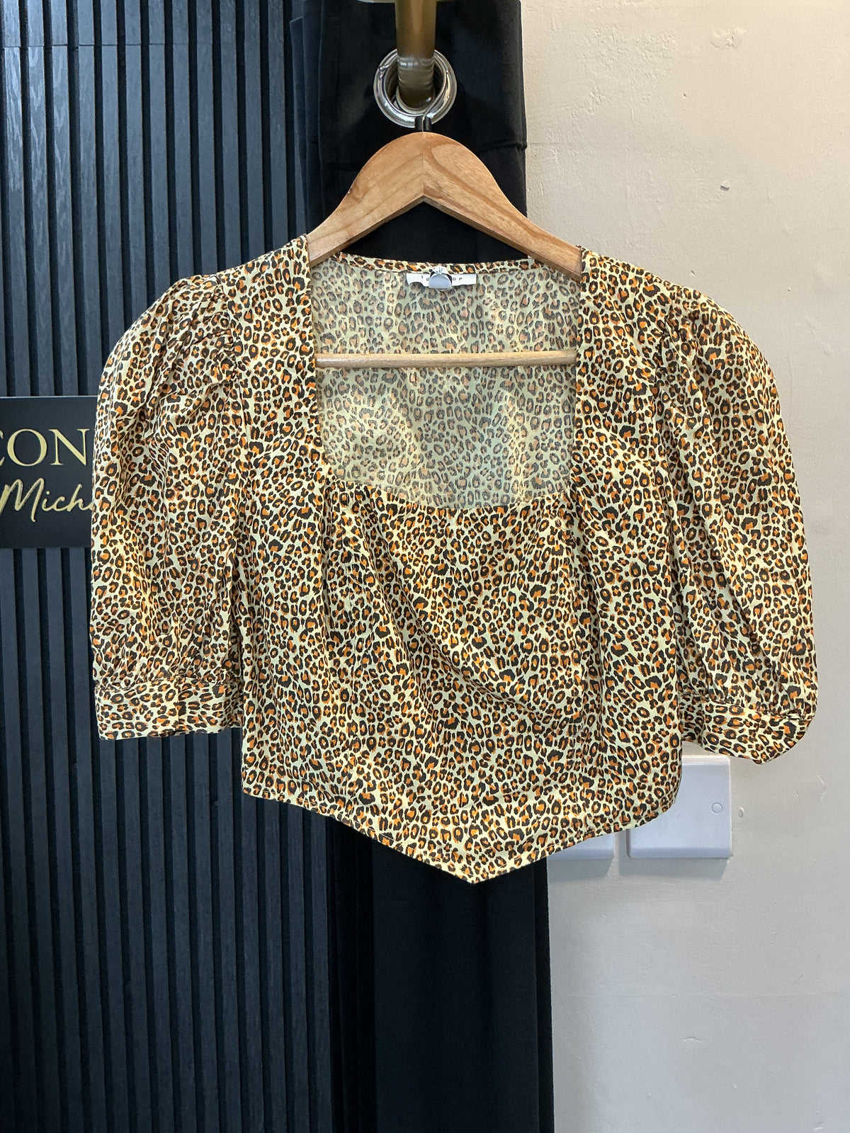 Topshop Leopard Print Corset Puff Sleeve Top – Size 10