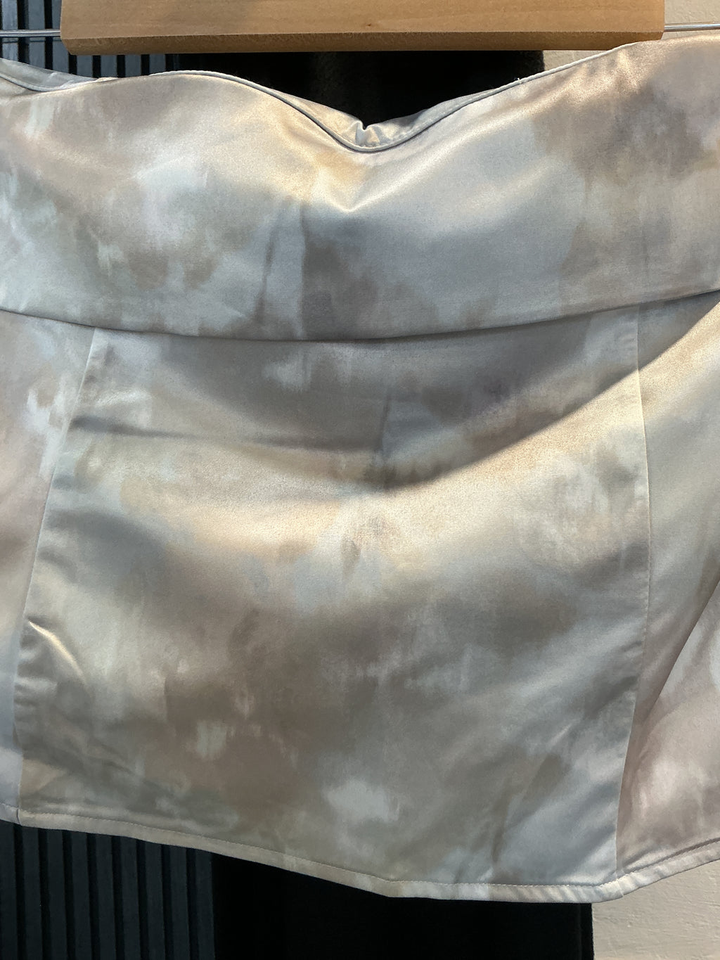 Bershka Grey Tie-Dye Satin Bardot Top – Size XL New