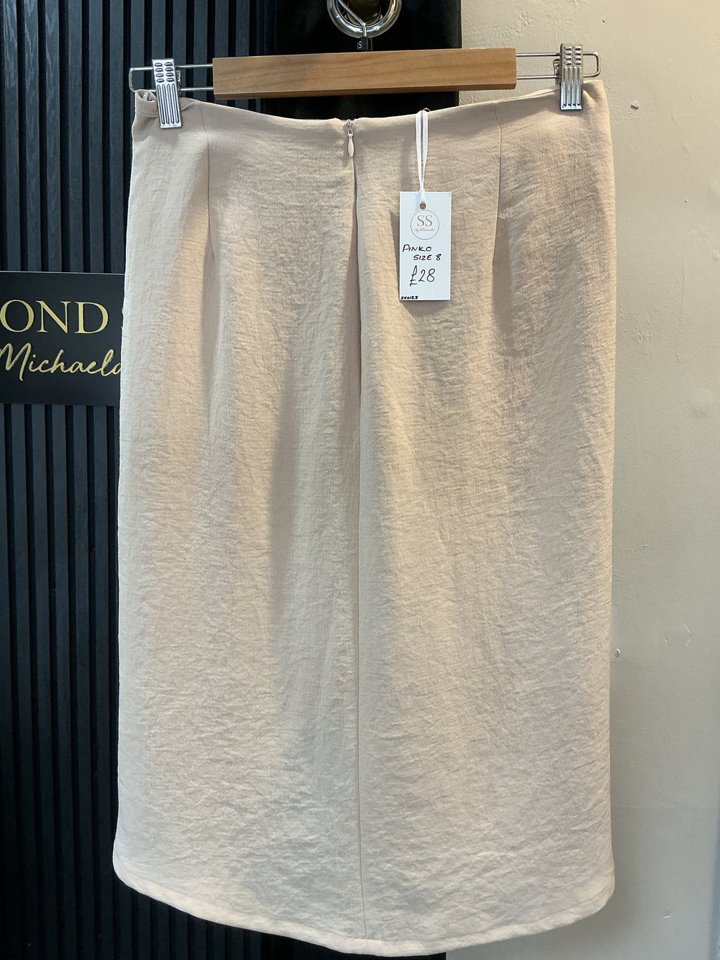 Pinko Cream Draped Wrap Midi Skirt – Size 8
