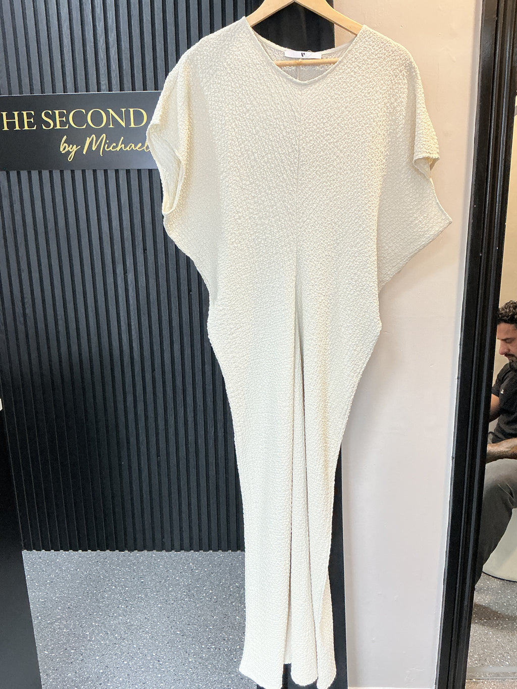 Very Cream Textured Batwing Maxi Dress – Size 18