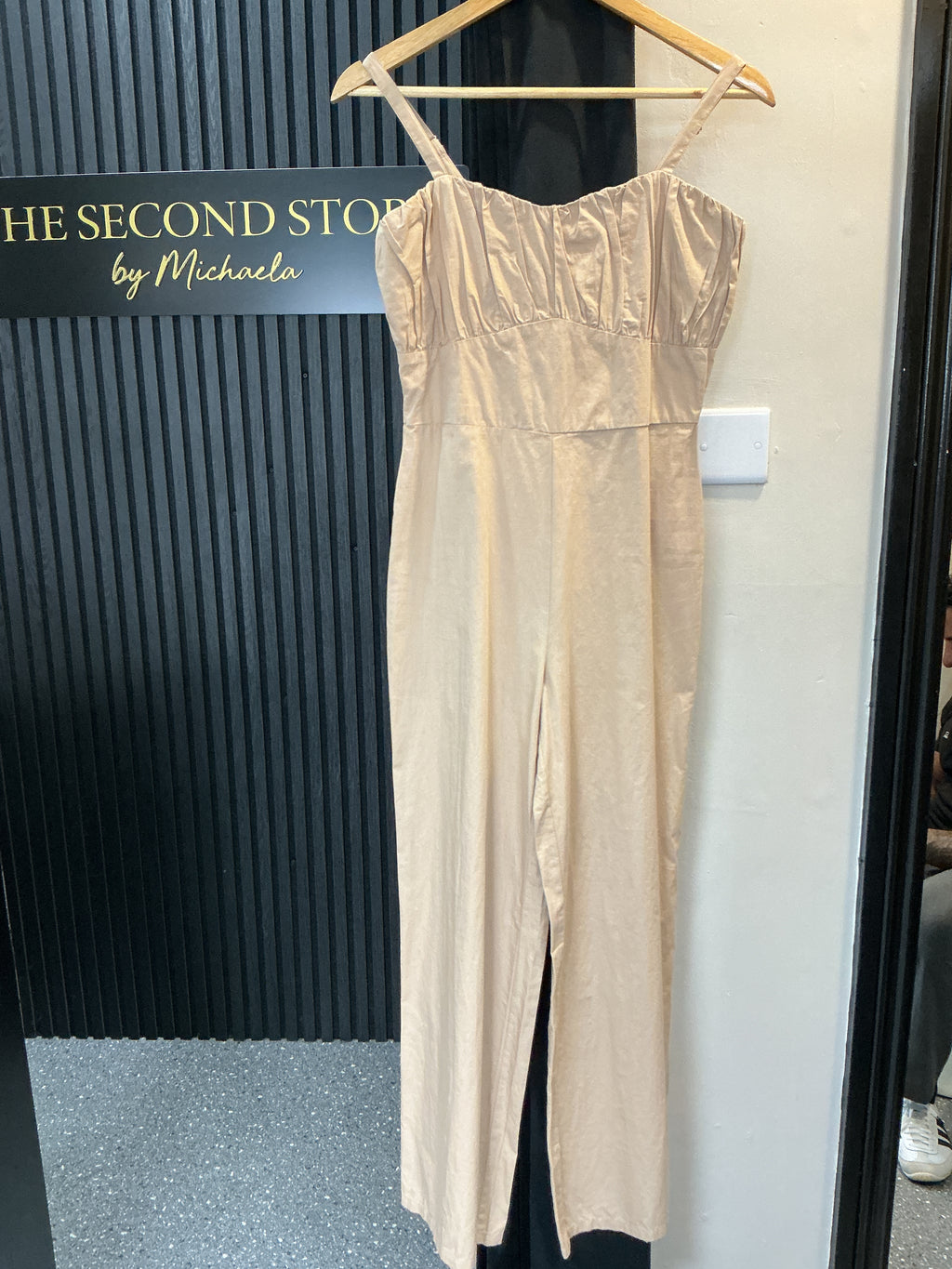 PixieGirl Beige Ruched Bust Jumpsuit – Size 8 New