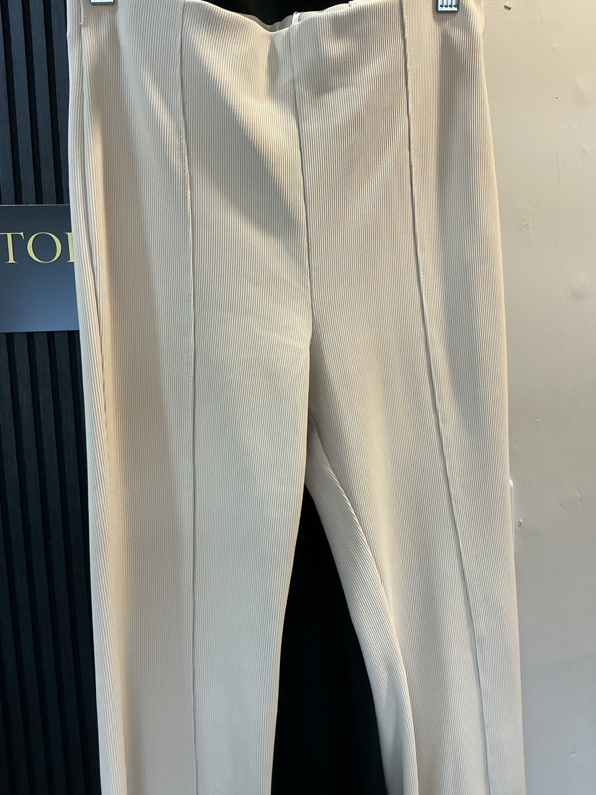 Bershka Cream Ribbed Flared Trousers – Size L