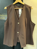 F&F Chocolate Brown Tailored Waistcoat – Size 22 NWT