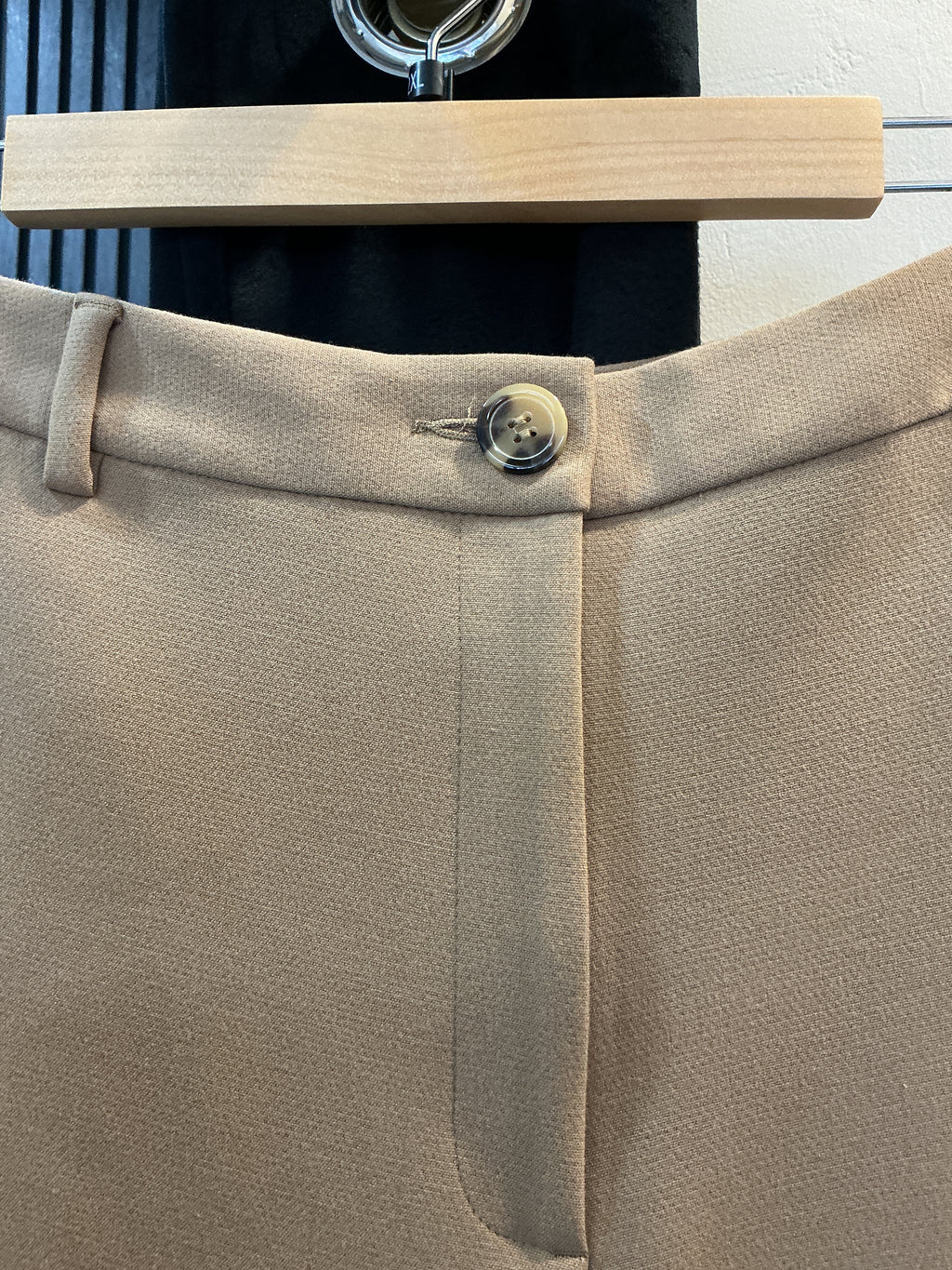 M&S Camel Tailored Straight Leg Trousers – Size 18