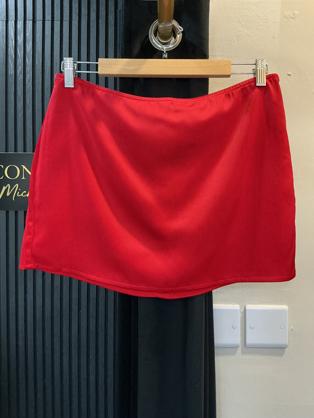 PrettyLittleThing Red Satin Petite Mini Skirt - New Size 12 Petite
