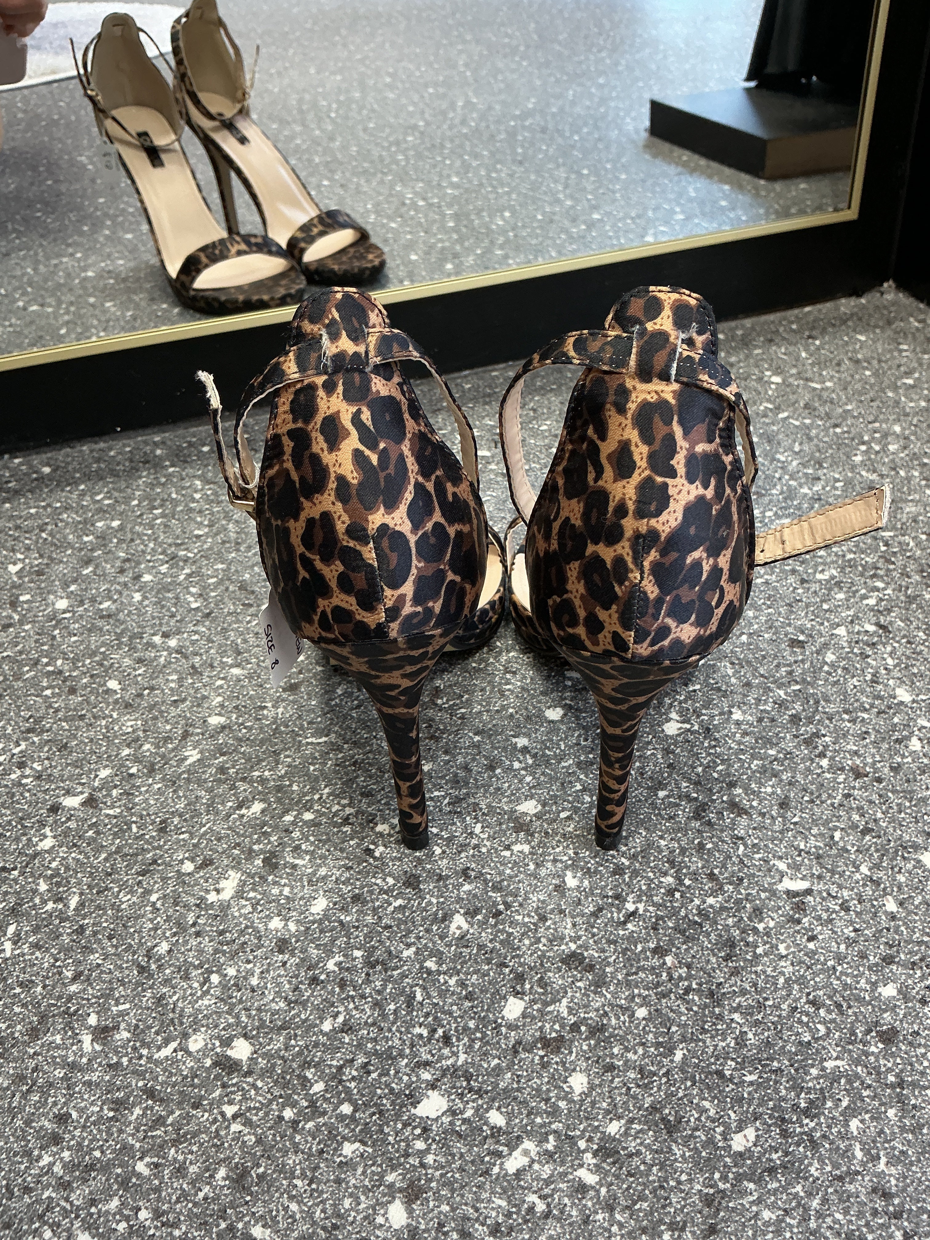 Quiz Leopard Print Strappy Stiletto Heels – Size 8