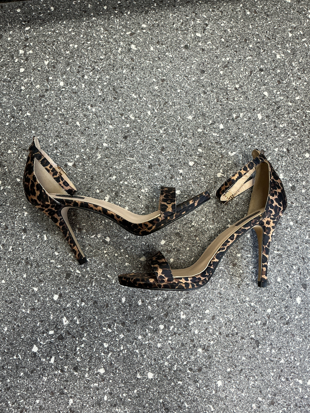 Quiz Leopard Print Strappy Stiletto Heels – Size 8