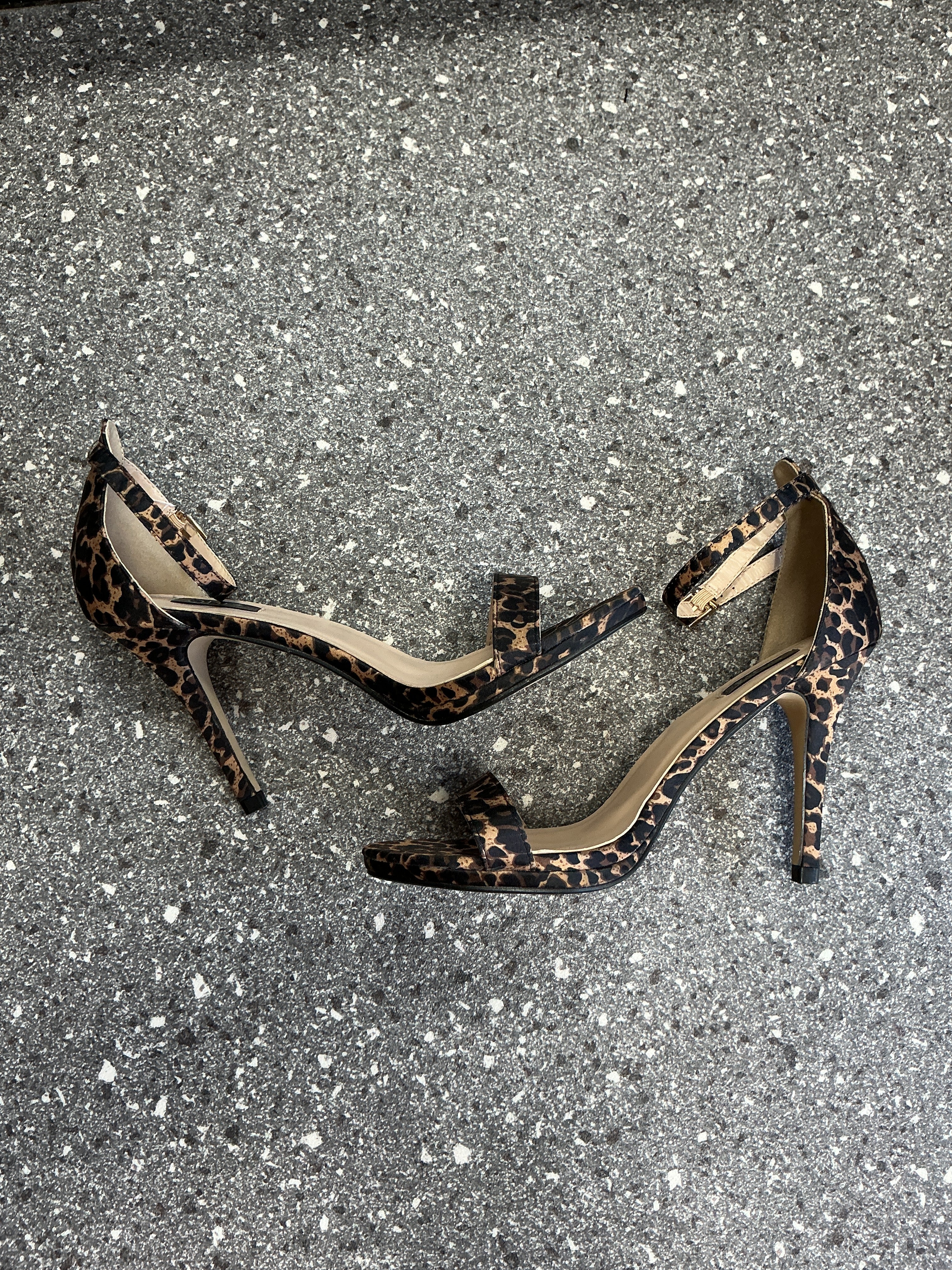Quiz Leopard Print Strappy Stiletto Heels – Size 8