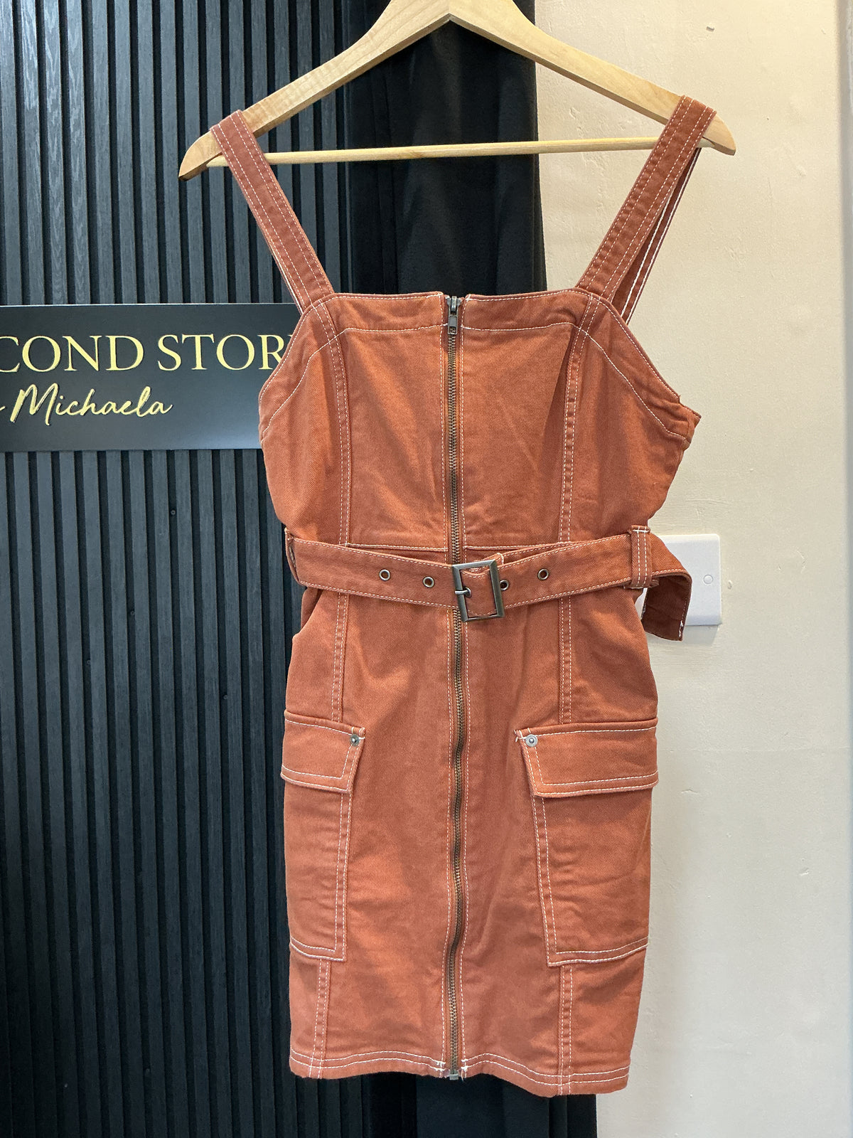 Divided Rust Denim Utility Mini Dress - Size 10