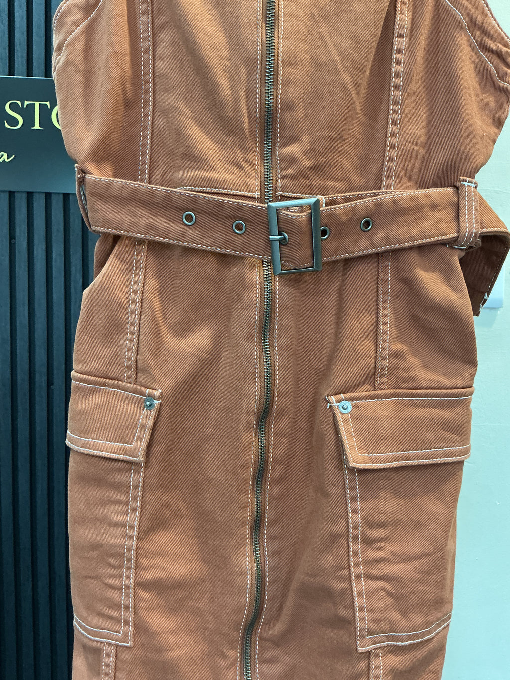 Divided Rust Denim Utility Mini Dress - Size 10