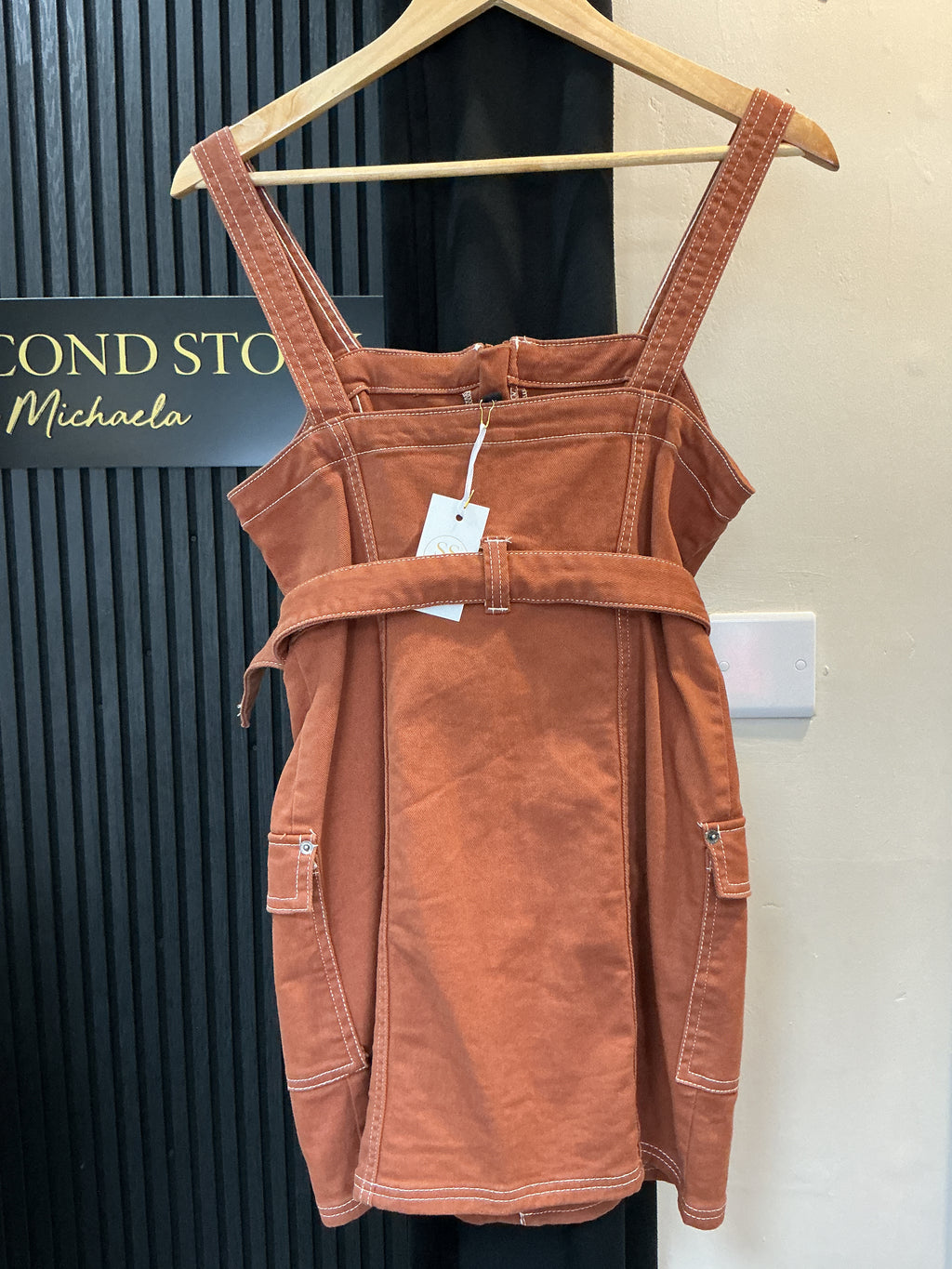 Divided Rust Denim Utility Mini Dress - Size 10