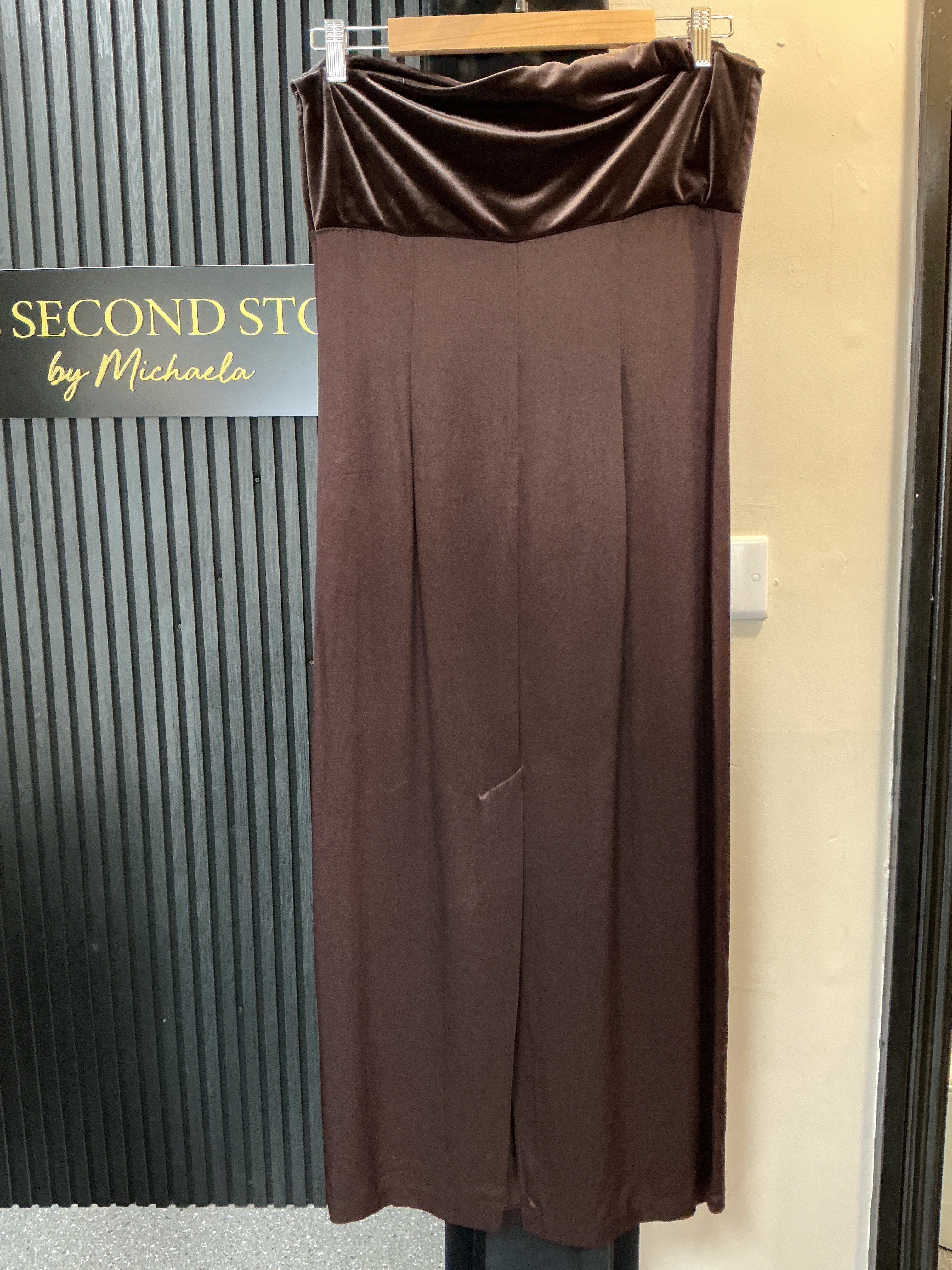 Opera Richards Chocolate Brown Asymmetric Maxi Dress – Size 14