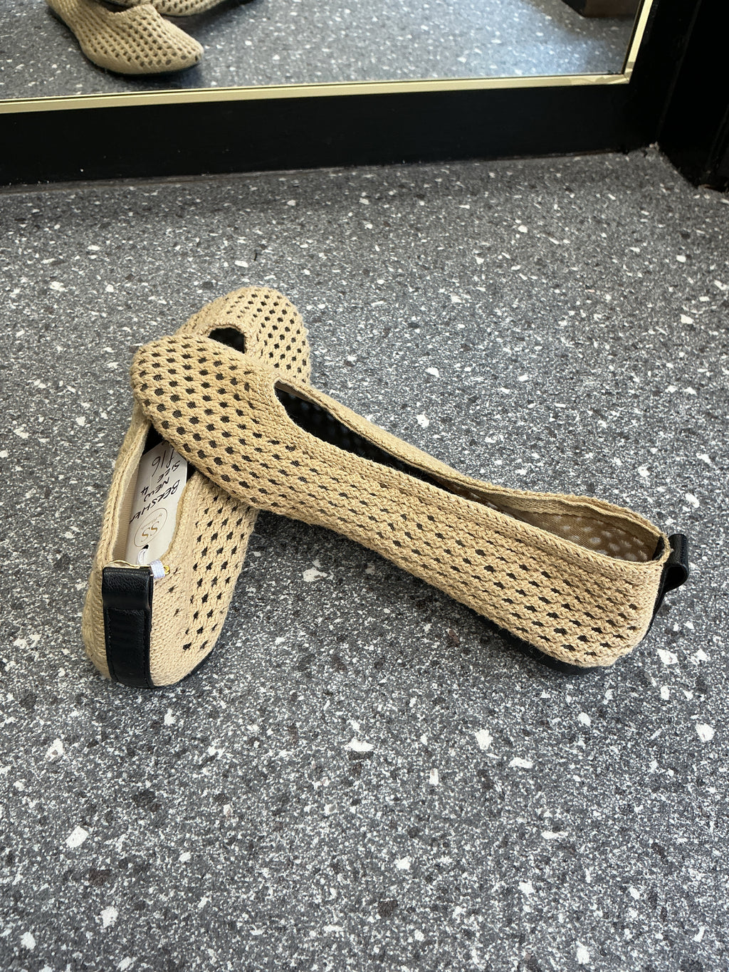 Bershka Beige Crochet Ballet Flats – Size 4 New