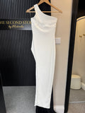 Oh Polly White One-Shoulder Ribbed Maxi Dress – Size 8