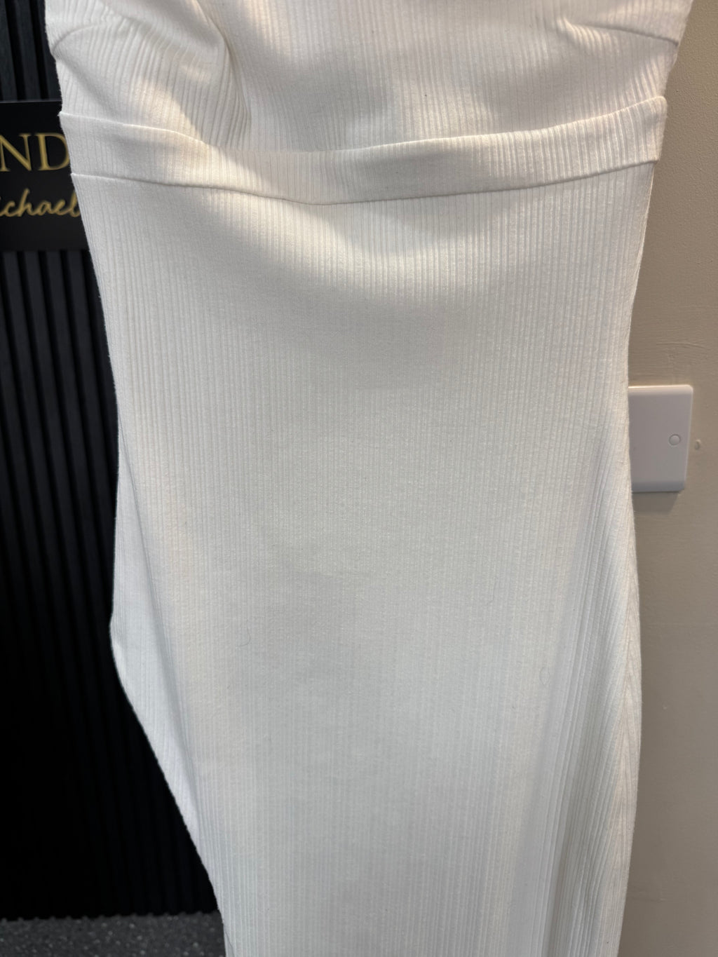 Oh Polly White One-Shoulder Ribbed Maxi Dress – Size 8