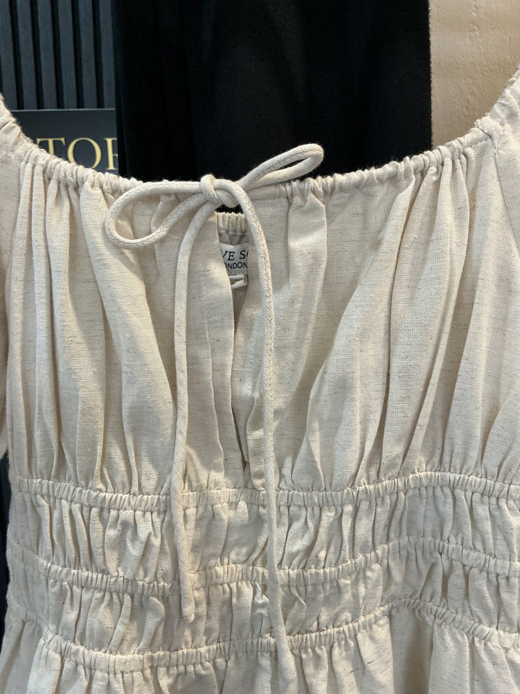 Brave Soul Cream Puff Sleeve Shirred Peplum Top – Size 18 New