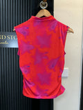 French Connection Pink & Red Printed Ruched Top – Size S New