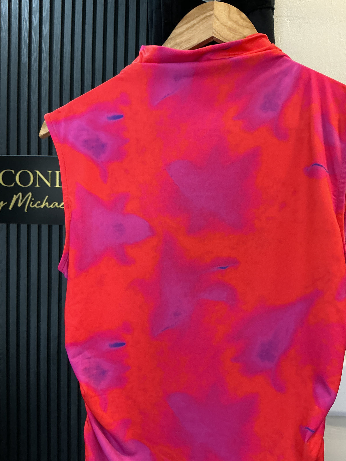 French Connection Pink & Red Printed Ruched Top – Size S New