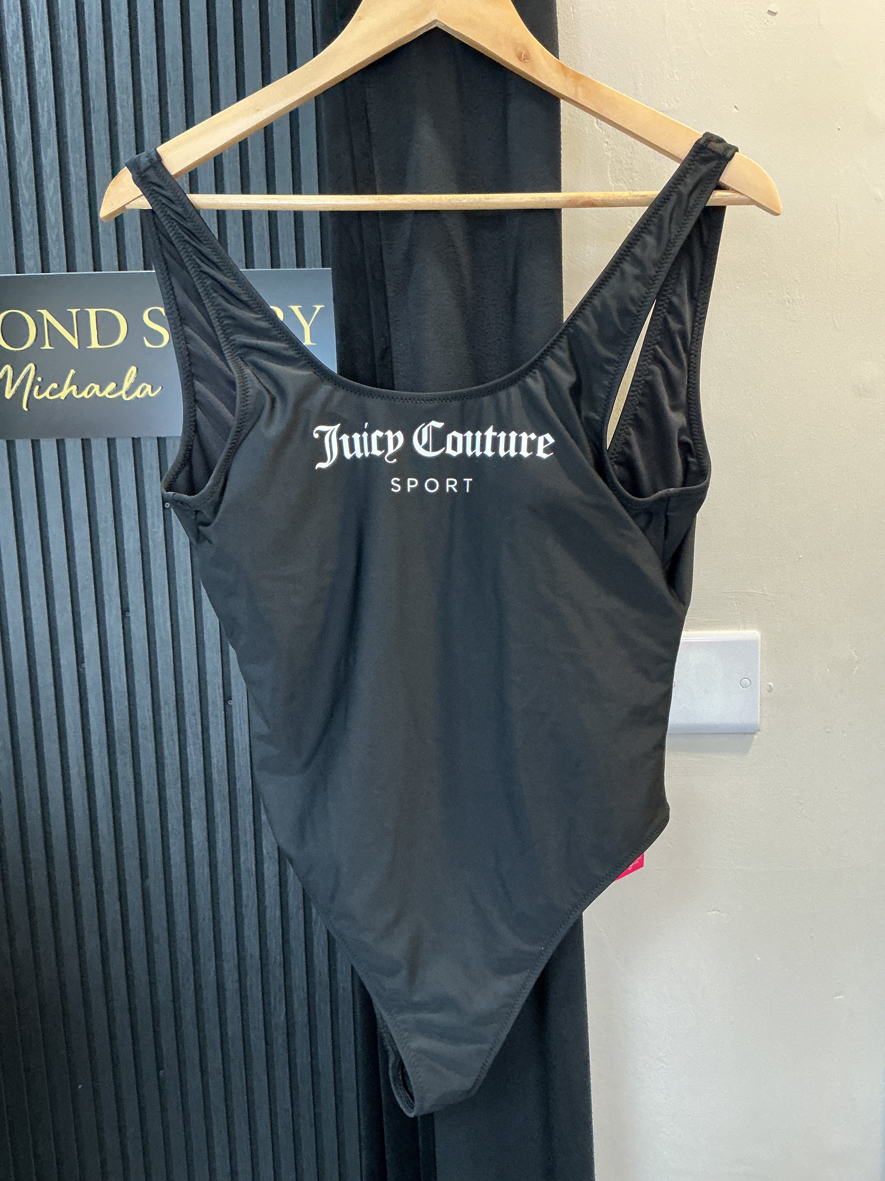 Juicy Couture Sport Black Logo Swimsuit – Size M New