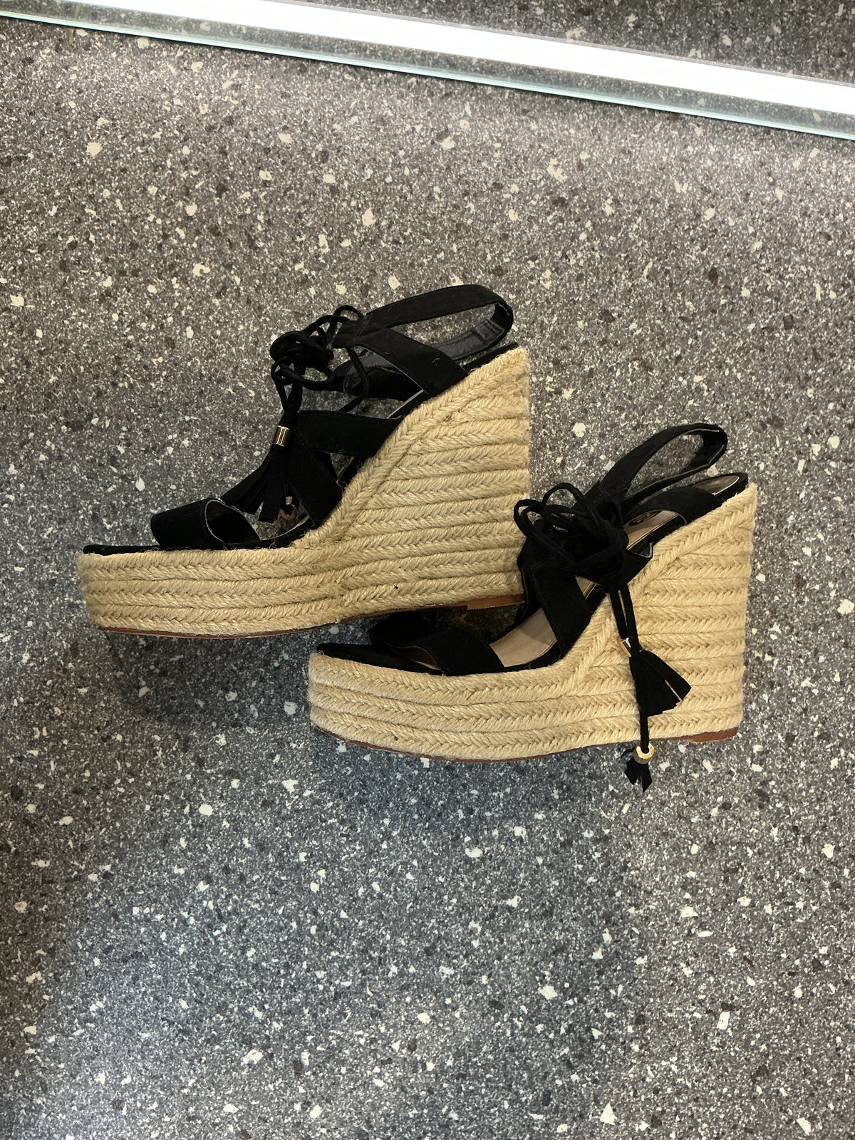 River Island Black Espadrille Wedge Sandals – Size 6