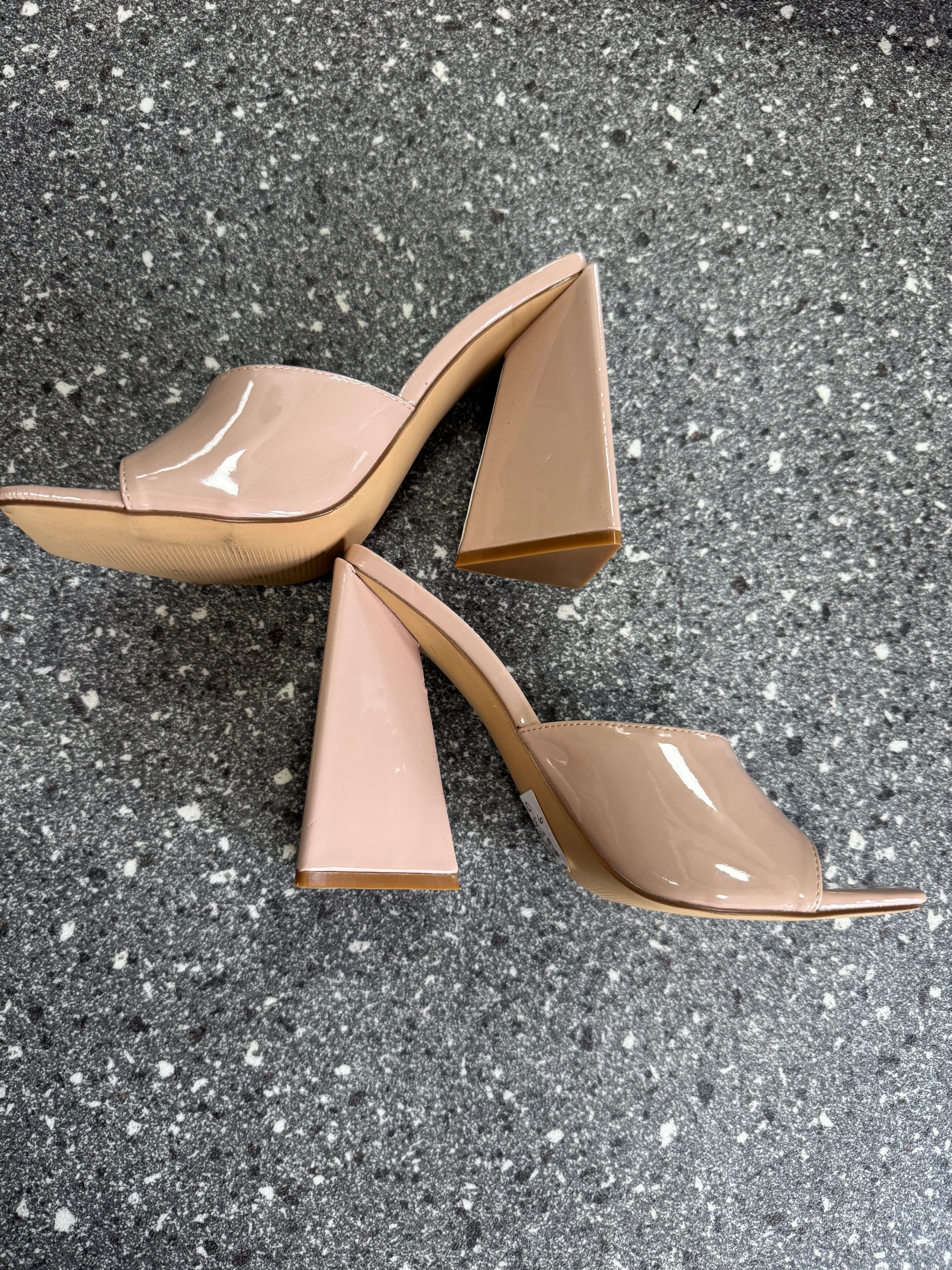 EGO Nude Patent Square Toe Mules – Size 6 New