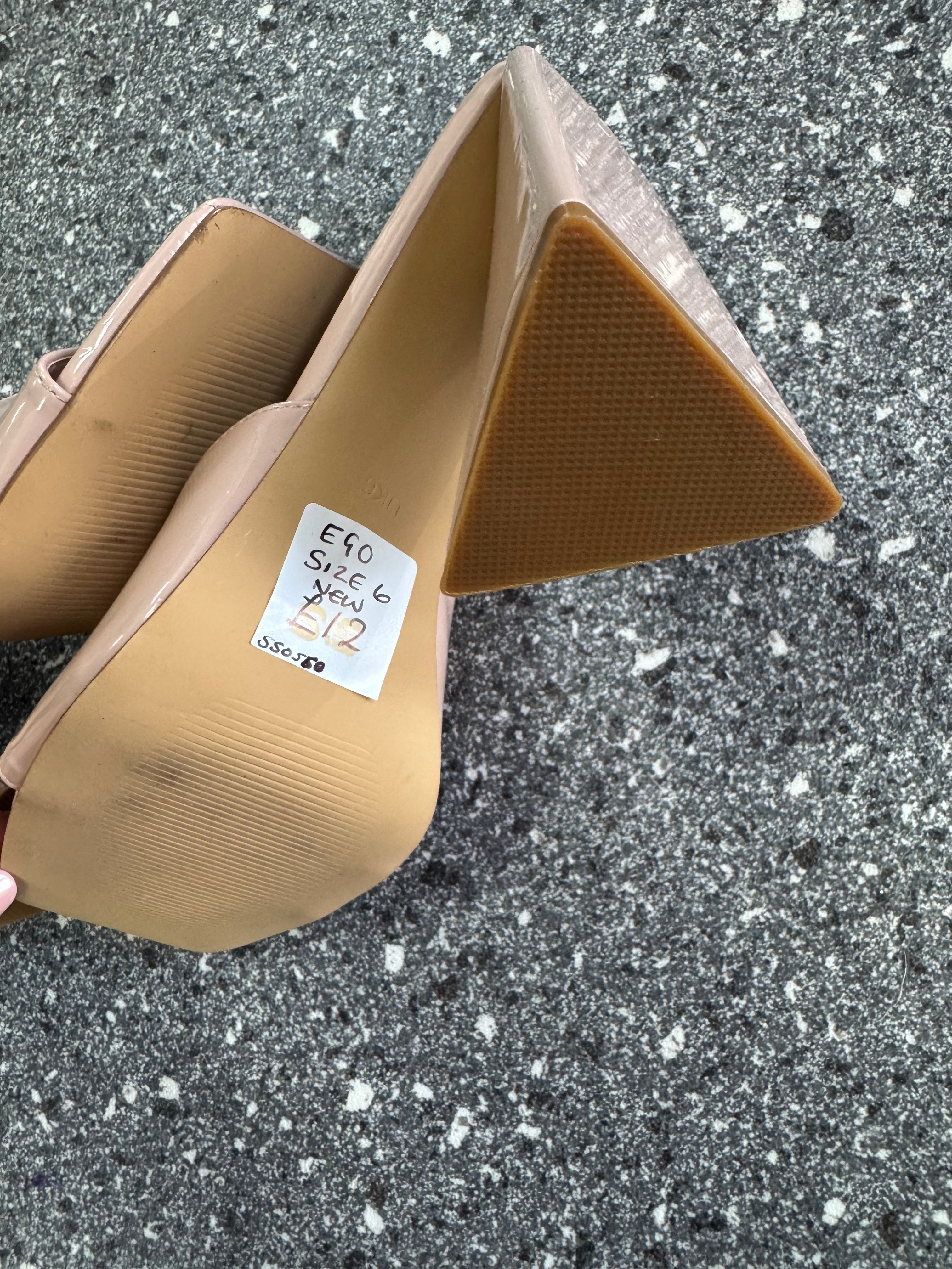 EGO Nude Patent Square Toe Mules – Size 6 New