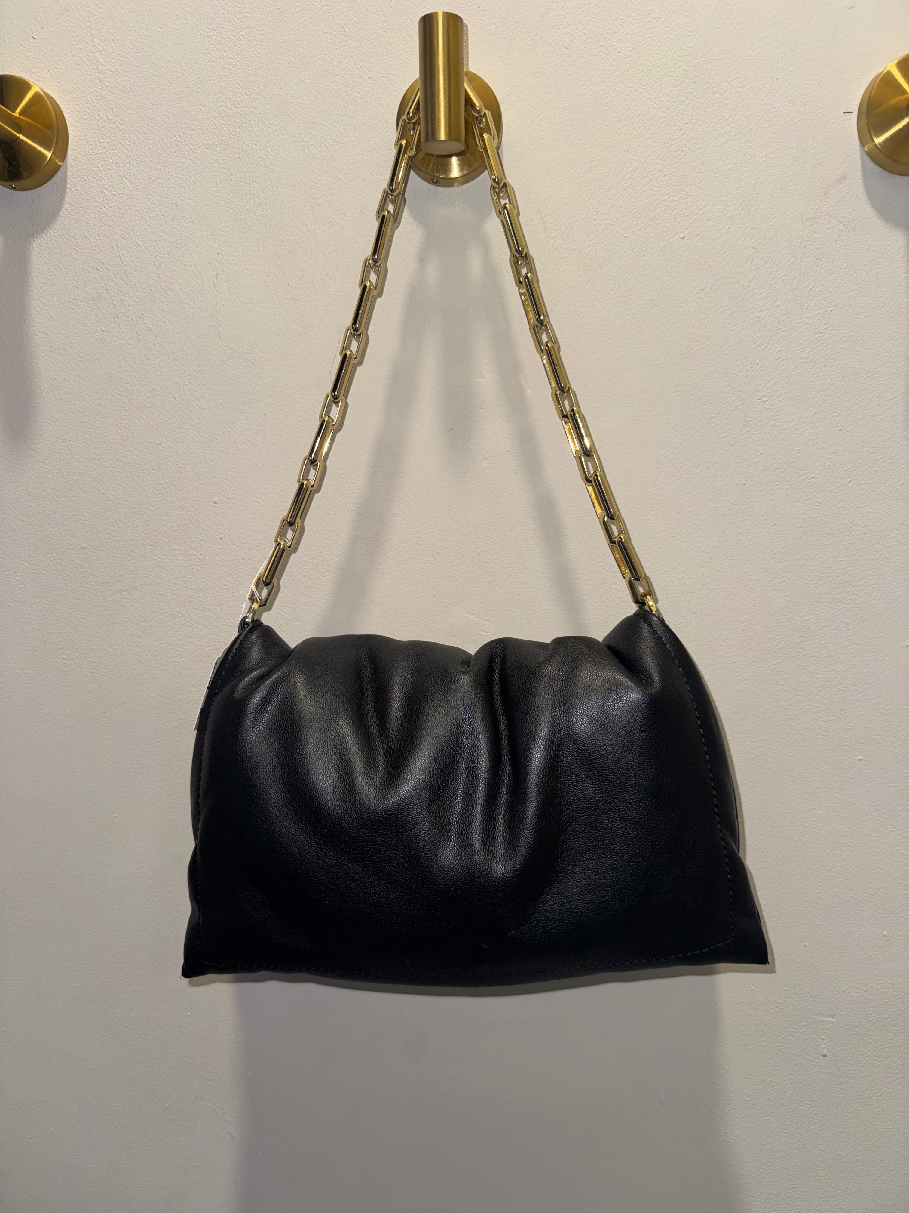 Topshop Black Ruched Chain Shoulder Bag